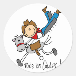 Pegatina Redonda Camisetas con figuras de vaquero y regalos