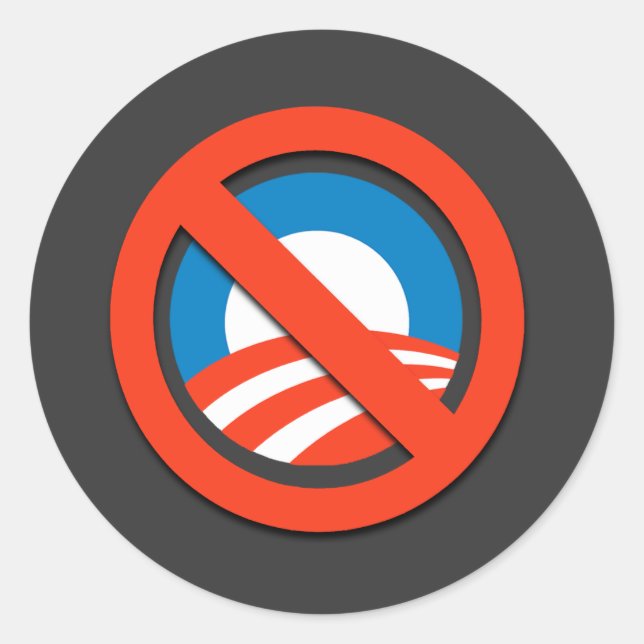 Pegatina Redonda Camisetas contra Obama, botones y Pegatinas (Anverso)