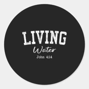 Pegatina Redonda Camisetas Cristianas de Mujeres Agua Viva Biblia A