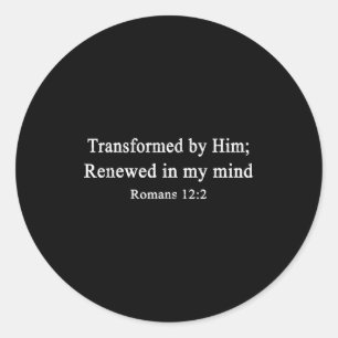 Pegatina Redonda Camisetas Cristianas Transformadas Por Él Renovada