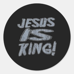 Pegatina Redonda Camisetas Cristianos Para Los Hombres Jesús Es Rey
