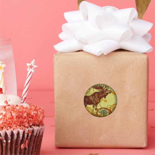 Pegatina Redonda Camisetas de alce - (Fiesta)