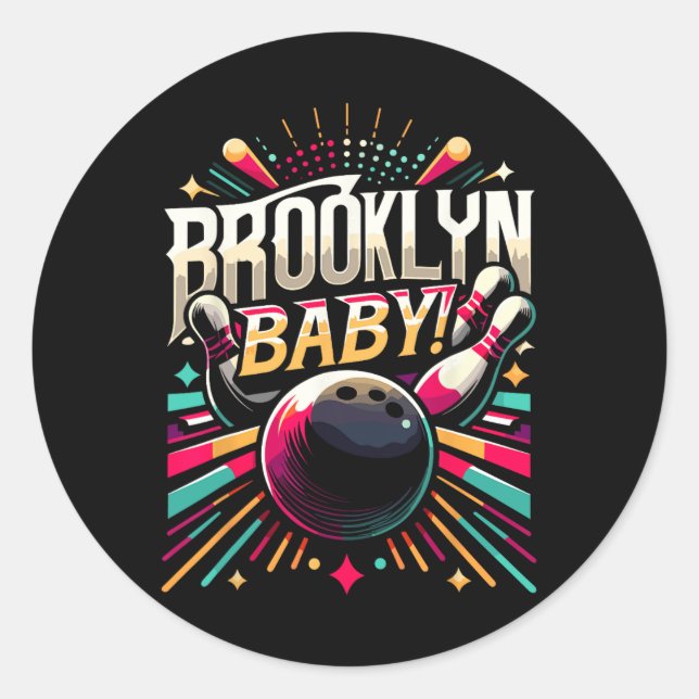 Pegatina Redonda Camisetas De Brooklyn By Bowling (Anverso)