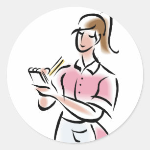 Pegatina Redonda Camisetas de camarera y regalos