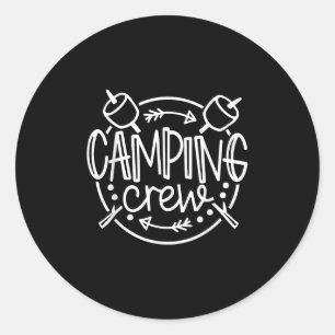 Pegatina Redonda Camisetas De Camping Que Coinciden Con El Grupo De
