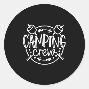 Pegatina Redonda Camisetas De Camping Que Coinciden Con El Grupo De