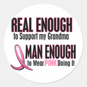 Pegatina Redonda Camisetas de CÁNCER de MAMA (Abuela) reales