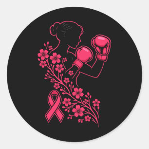 Pegatina Redonda Camisetas de cáncer de mama Mujeres Concienciación
