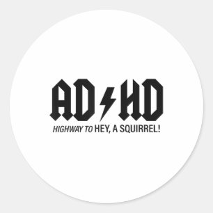 Pegatina Redonda Camisetas De Concienciación En Salud Mental Adhd H