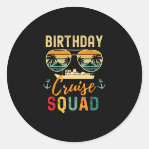 Pegatina Redonda Camisetas de crucero de cumpleaños 2025 Squad Vaca