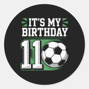 Pegatina Redonda Camisetas de Cumpleaños 11 Fútbol Es Mi 11 Cumplea