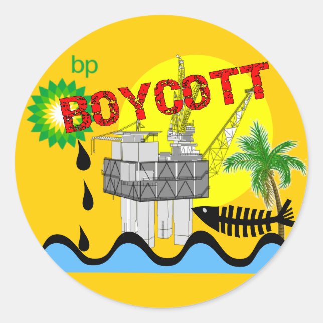 Pegatina Redonda Camisetas de derrame de petróleo (Anverso)