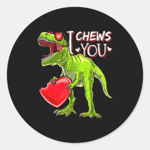 Pegatina Redonda Camisetas De Dinosaurio T Rex Del Día De San Valen