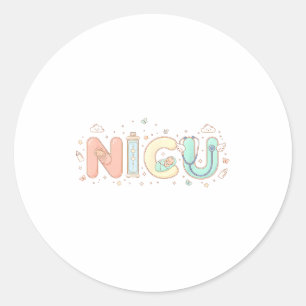 Pegatina Redonda Camisetas De Enfermera Nicu Día De San Valentín Co
