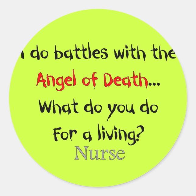 Pegatina Redonda Camisetas de enfermeras y regalos divertidos (Anverso)