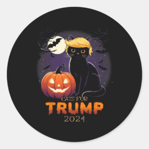 Pegatina Redonda Camisetas de Gato de Trump Gato Negro Disfraz de H