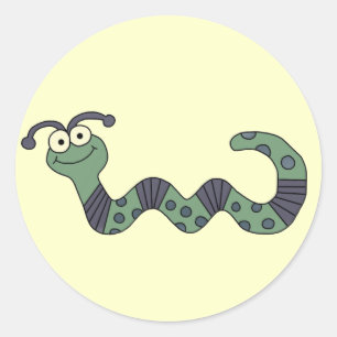 Pegatina Redonda Camisetas de gusano felices y regalos