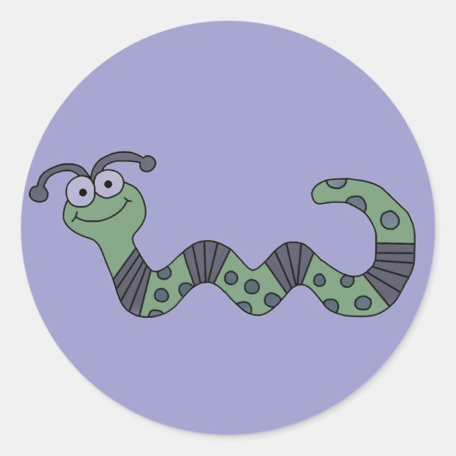 Pegatina Redonda Camisetas de gusano felices y regalos (Anverso)