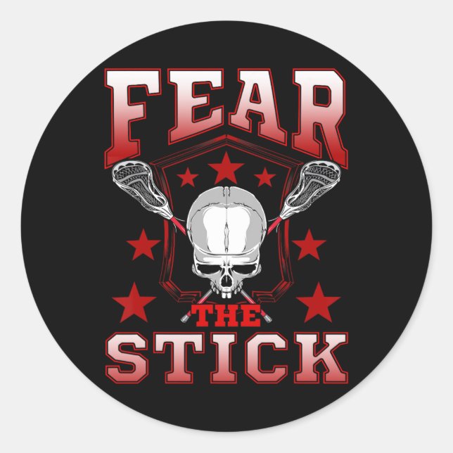 Pegatina Redonda Camisetas de Lacrosse Lross T Shirt Lax Shirt Fear (Anverso)
