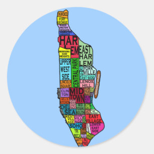 Pegatina Redonda Camisetas de Manhattan NYC del codificado por