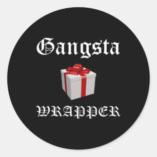 Pegatina Redonda Camisetas de Navidad en Julio Gangsta Wrapper