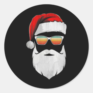 Pegatina Redonda Camisetas de Navidad para hombres con gafas de sol