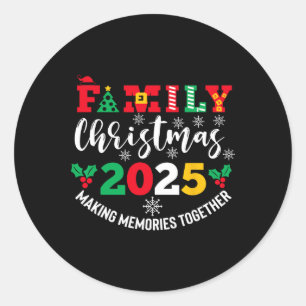 Pegatina Redonda Camisetas De Navidades Familiares Que Coinciden Co