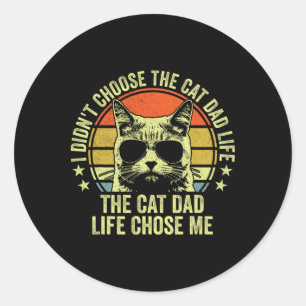 Pegatina Redonda Camisetas de papá de gato para hombres divertidos