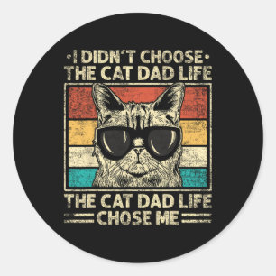 Pegatina Redonda Camisetas de papá de gato para hombres divertidos 