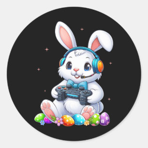 Pegatina Redonda Camisetas de Pascua Bunny Egg Boys Chicas juego de