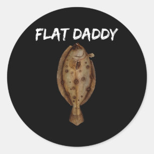 Pegatina Redonda Camisetas de pesca de platija para hombres y pesca