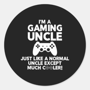 Pegatina Redonda Camisetas de videojuegos divertidos Uncle Gamer