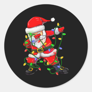 Pegatina Redonda Camisetas divertidas de Navidad de Santa haciendo