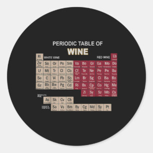 Pegatina Redonda Camisetas Divertidas De Vino Tabla Periódica De El