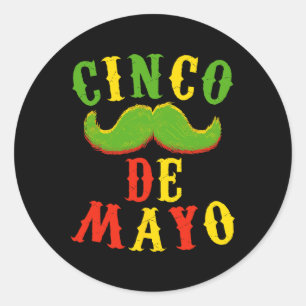 Pegatina Redonda Camisetas divertidas para fiesta del Cinco De Mayo
