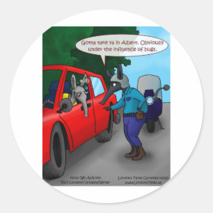 Pegatina Redonda Camisetas Divertidas Tazas Regalo Aardvark Conduci