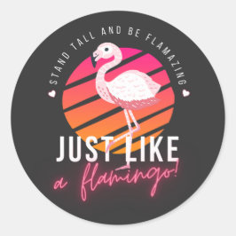 Pegatina Redonda Camisetas Flamingo divertidas