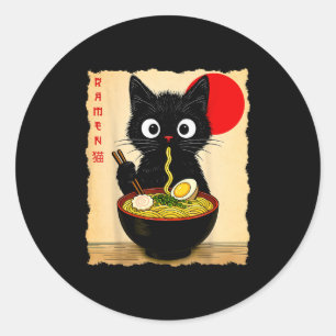 Pegatina Redonda Camisetas Gráficas Divertidas de Gato Anime Japoné