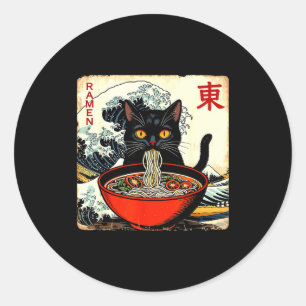 Pegatina Redonda Camisetas gráficas divertidas japonesas de ramen d