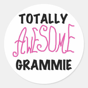 Pegatina Redonda Camisetas Grammie Pink totalmente asombrosas regal