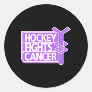Pegatina Redonda Camisetas Hockey Lucha Contra el Cáncer Adulto Uni