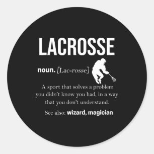 Pegatina Redonda Camisetas Lacrosse Mens Lacrosse Player Lax Stick 