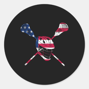 Pegatina Redonda Camisetas Lacrosse Mens Lax Stick Lacrosse Player