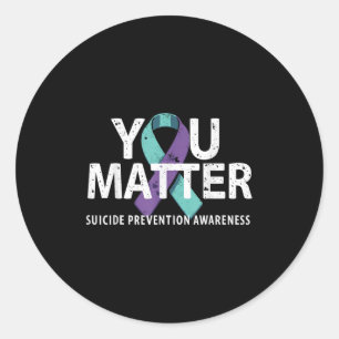 Pegatina Redonda Camisetas Prevención de Suicidios Conciencia del S
