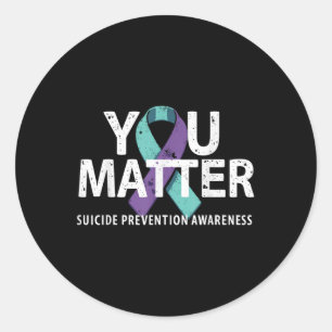 Pegatina Redonda Camisetas Prevención de Suicidios Conciencia del S