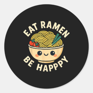 Pegatina Redonda Camisetas Ramen Kawaii Divertido Estilo Anime Japo