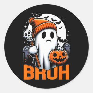 Pegatina Redonda Camisetas Retro Halloween Para Hombres Mujeres Bru