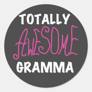 Pegatina Redonda Camisetas rosas Gramma totalmente asombrosas regal