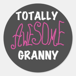 Pegatina Redonda Camisetas rosas granny y GIfts totalmente impresio