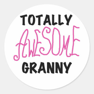 Pegatina Redonda Camisetas rosas granny y GIfts totalmente impresio